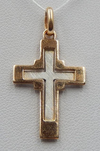 Подвес-крест из красного и белого золота (32589213) 1