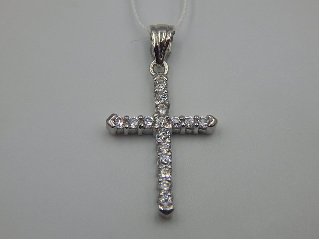 Срібний підвіс-хрест із цирконієм (33752367) 1