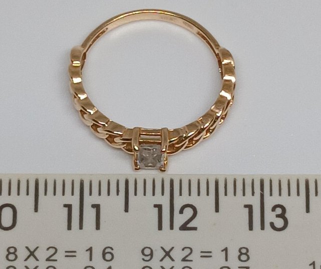 Кольцо из красного золота с цирконием (33685920) 3