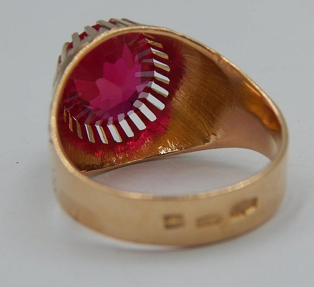 Кольцо из красного золота с корундом (28994060) 8