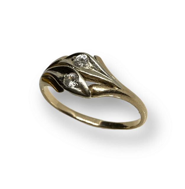 Кольцо из красного и белого золота с цирконием (29935653)  0