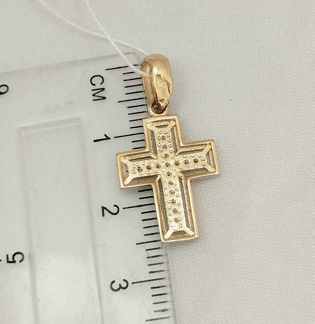 Підвіс-хрест з червоного золота з цирконієм (32723312) 1