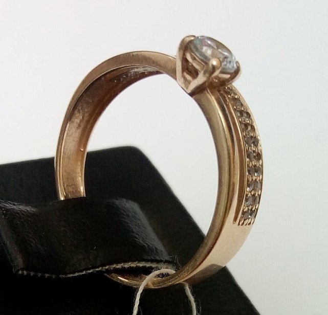 Кольцо из красного золота с цирконием (33209262) 1
