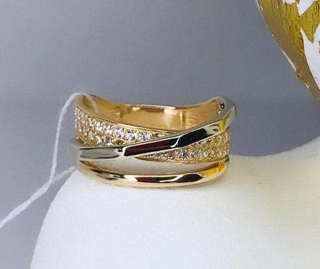 Кольцо из красного и белого золота с цирконием (33783187)  2