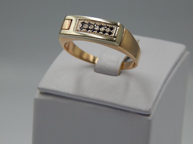 Перстень из красного и белого золота с цирконием (31051155) 2