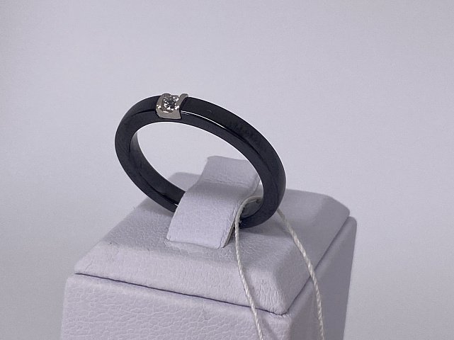 Серебряное кольцо с керамикой и циркоинем (29644563) 2