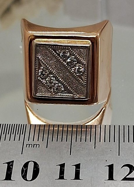 Перстень из красного и белого золота с бриллиантом (-ми) (32657893) 8