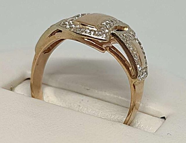 Кольцо из красного и белого золота с цирконием (31374127) 2