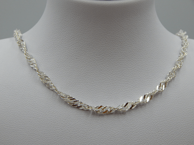 Серебряная цепь с плетением Сингапур (30956450) 3