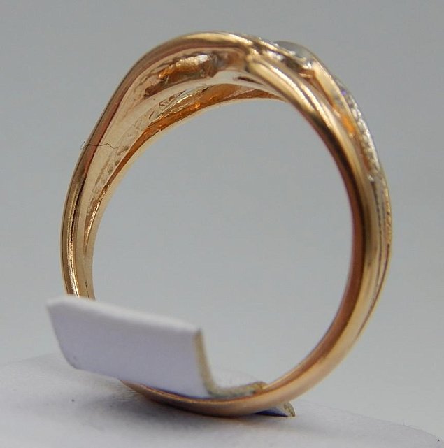 Кольцо из красного и белого золота с цирконием (29996857) 3