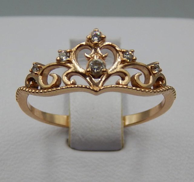 Кольцо из красного золота с цирконием (31045330)  0