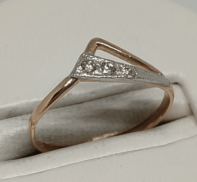 Кольцо из красного и белого золота с бриллиантом (-ми) (32472118)  0