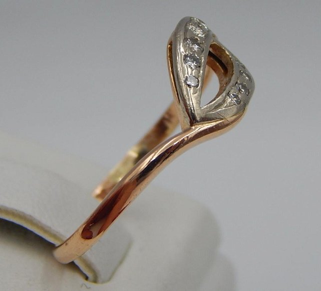 Кольцо из красного и белого золота с бриллиантом (-ми) (31164290) 2