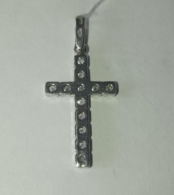 Серебряный подвес-крест с цирконием (23865753) 1