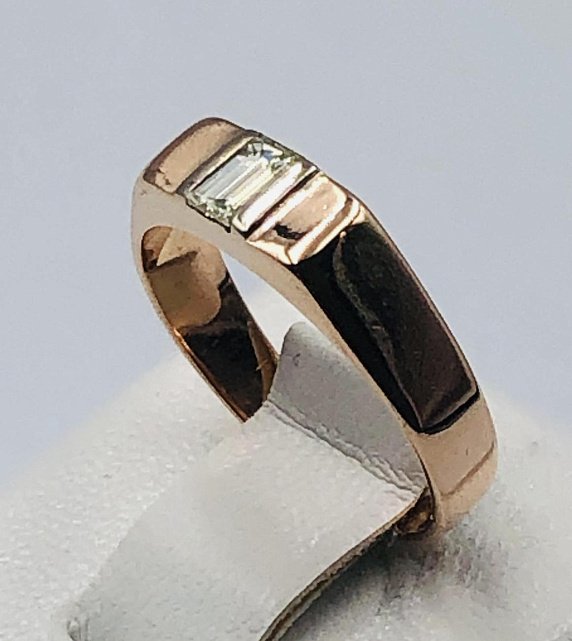 Перстень из красного и белого золота с бриллиантом (-ми) (32315885) 1