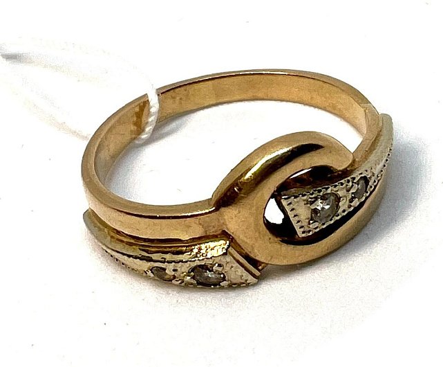 Кольцо из красного и белого золота с цирконием (28269961) 3