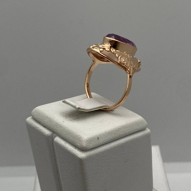 Кольцо из красного золота с корундом (30606793) 4