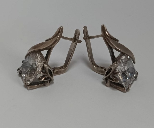 Серебряные серьги с цирконием (32880953) 2