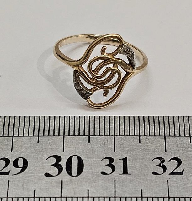 Кольцо из красного и белого золота с цирконием (32439866)  3