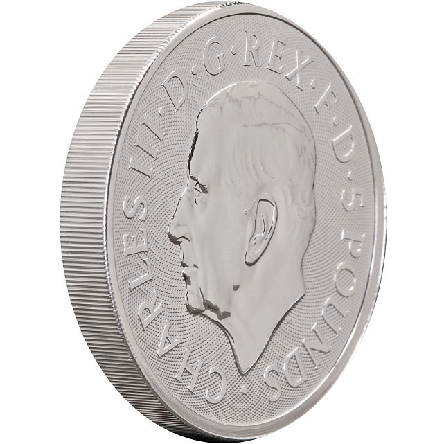 Срібна монета 2oz Бик Кларенса Королівські Звірі Тюдорів 5 фунтів 2023 Великобританія (31564124)  3