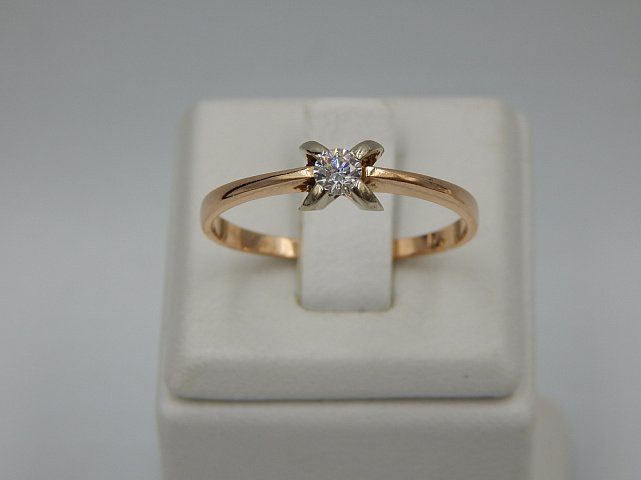 Кольцо из красного и белого золота с бриллиантом (-ми) (31188799) 1
