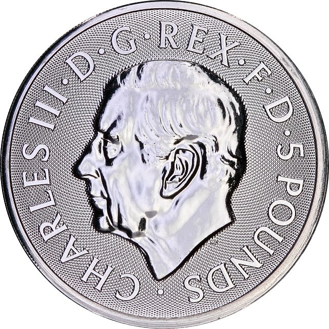 Срібна монета 2oz Бик Кларенса Королівські Звірі Тюдорів 5 фунтів 2023 Великобританія (31564124)  5