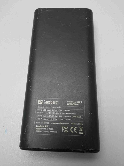 Powerbank Sandberg USB Type-C PD 20W 20000 mAh 1