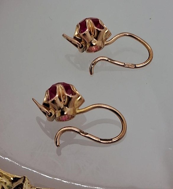 Сережки з червоного золота з корундом (32417189) 4