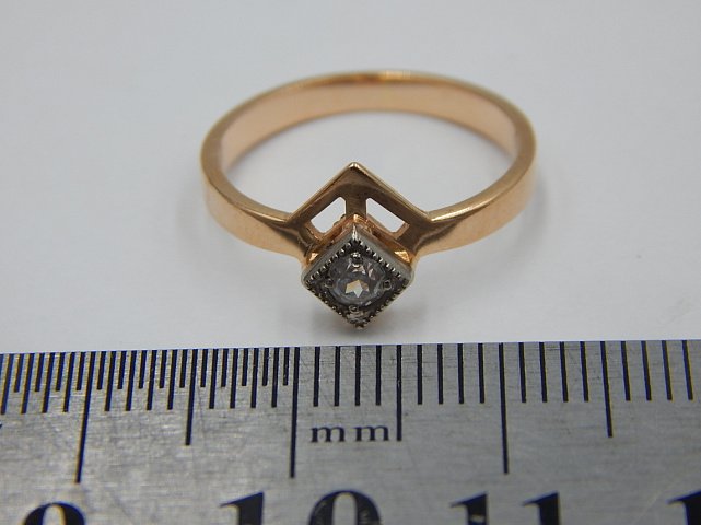 Кольцо из красного и белого золота с цирконием (30055890) 6