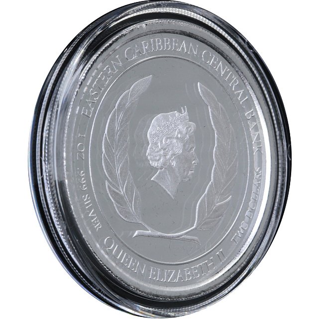 Серебряная монета 1oz Сент-Китс и Невис 2 доллара 2019 Восточные Карибы (29127709 9