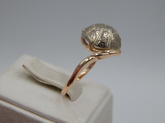 Кольцо из красного и белого золота с бриллиантом (-ми) (30745793) 2