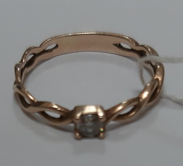 Кольцо из красного золота с цирконием (32104606)  4