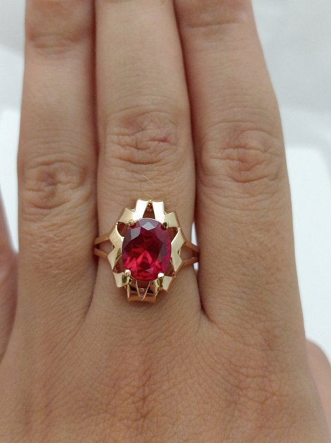 Кольцо из красного золота с цирконием (31959800) 2