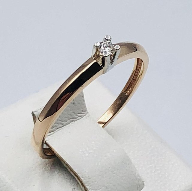 Кольцо из красного и белого золота с бриллиантом (-ми) (33616246) 0