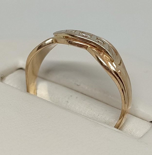Кольцо из красного и белого золота с цирконием (31182982) 2