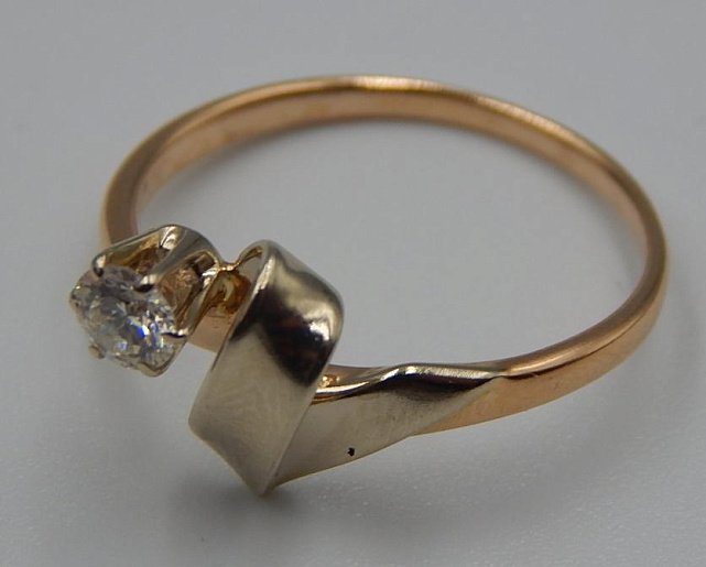 Кольцо из красного и белого золота с бриллиантом (-ми) (31559079) 3