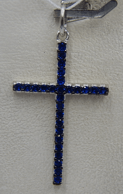 Срібний підвіс-хрест із цирконієм (29532383) 0