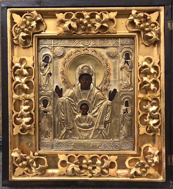 Икона «Богоматерь Знамения» (позолота) кон.XIX века (31293988) 0
