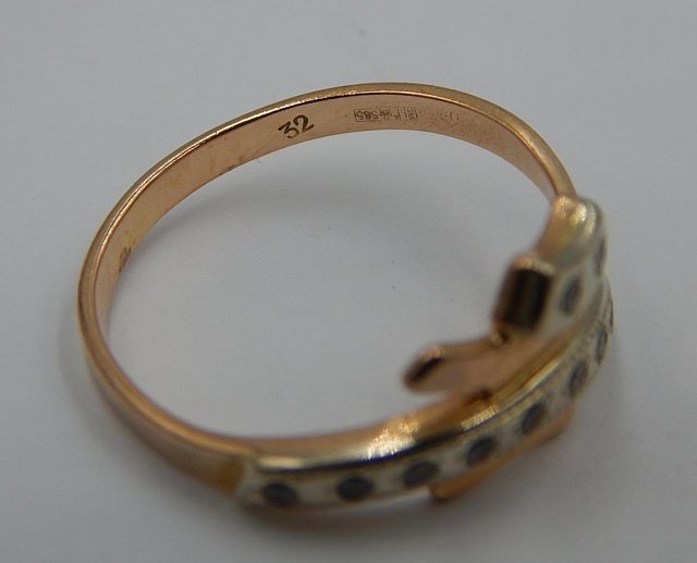 Кольцо из красного и белого золота с цирконием (26225825) 8