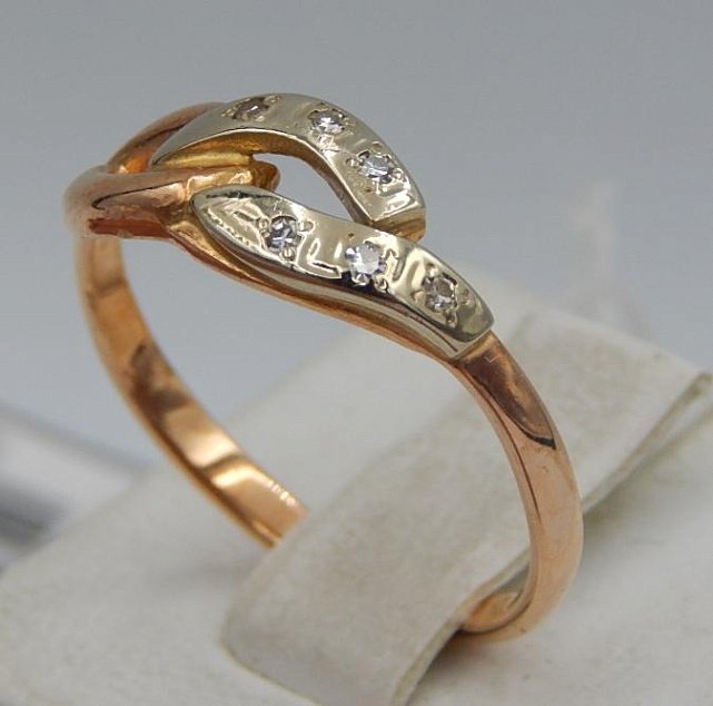 Кольцо из красного и белого золота с бриллиантом (-ми) (30702798) 1