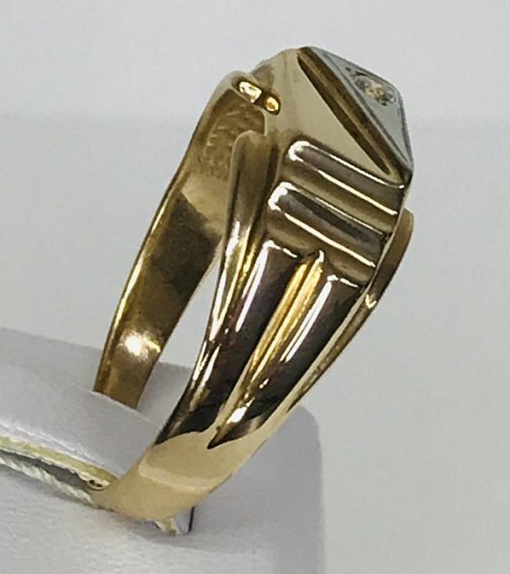 Перстень из красного и белого золота с цирконием (28799085) 1