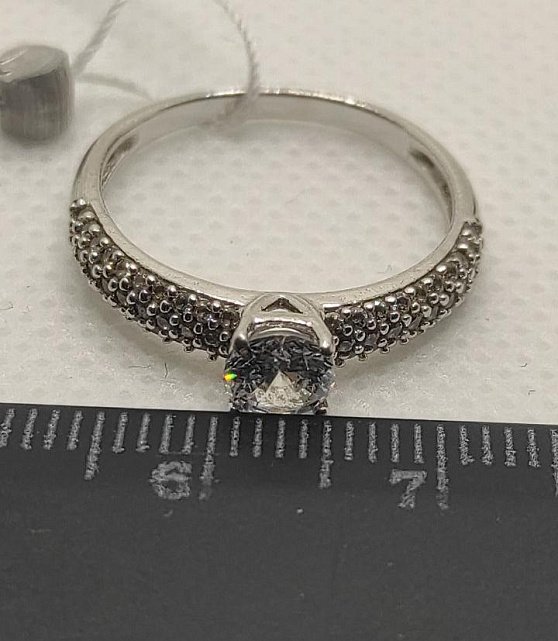 Серебряное кольцо с цирконием (32414632) 4