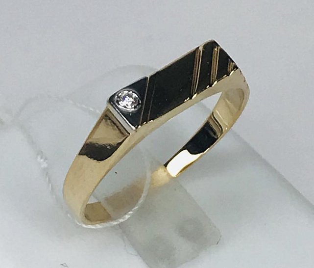Перстень из красного и белого золота с цирконием (33584317)  1