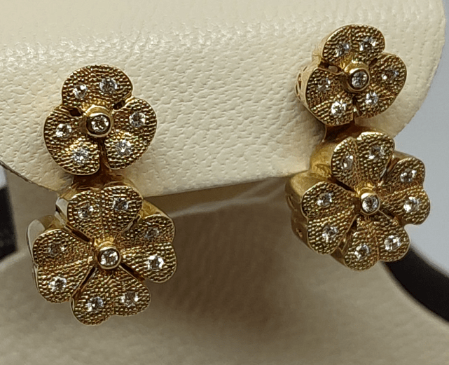 Сережки з жовтого золота з діамантом (-ми) (32310893) 0