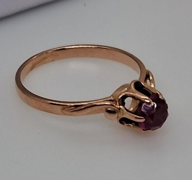 Кольцо из красного золота с корундом (32909237)  4