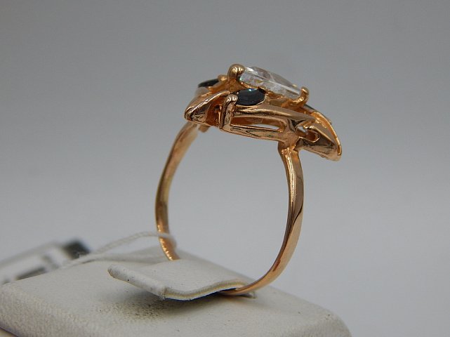 Кольцо из красного золота с цирконием (32427982) 2