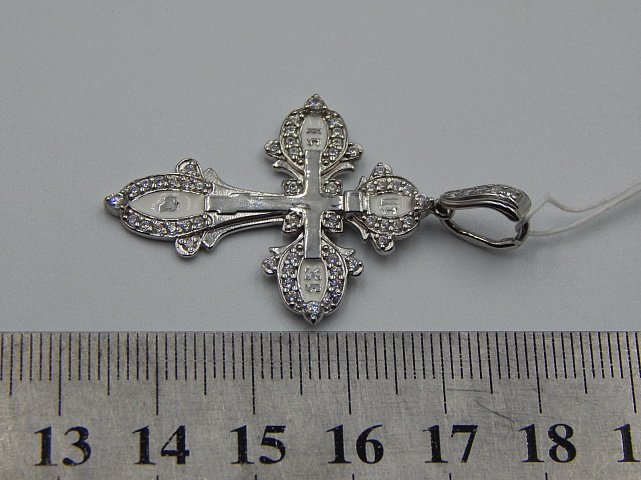 Срібний підвіс-хрест з емаллю та цирконієм (31650278) 2