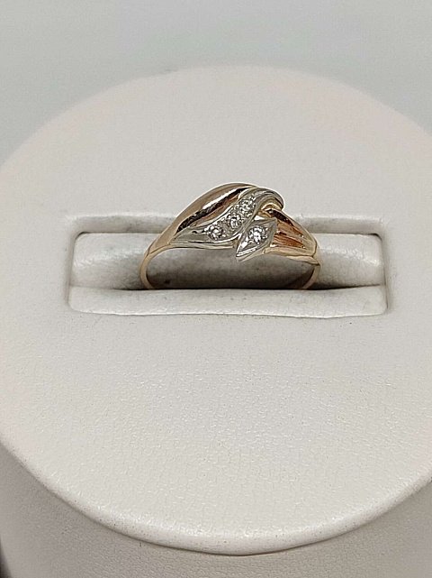 Кольцо из красного и белого золота с бриллиантом (-ми) (33383267) 2
