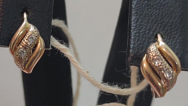 Сережки з жовтого золота з цирконієм (32512255) 0