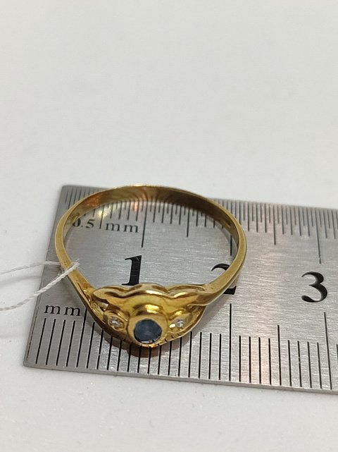 Каблучка з жовтого золота з діамантом (27416657) 3